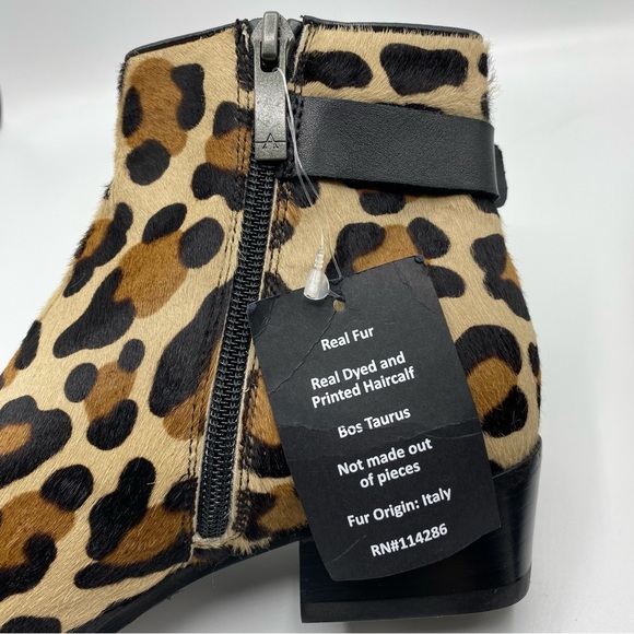 Aquatalia Faria Leopard Print Weatherproof Genuine Calf Hair Ankle Booties - Picture 10 of 14